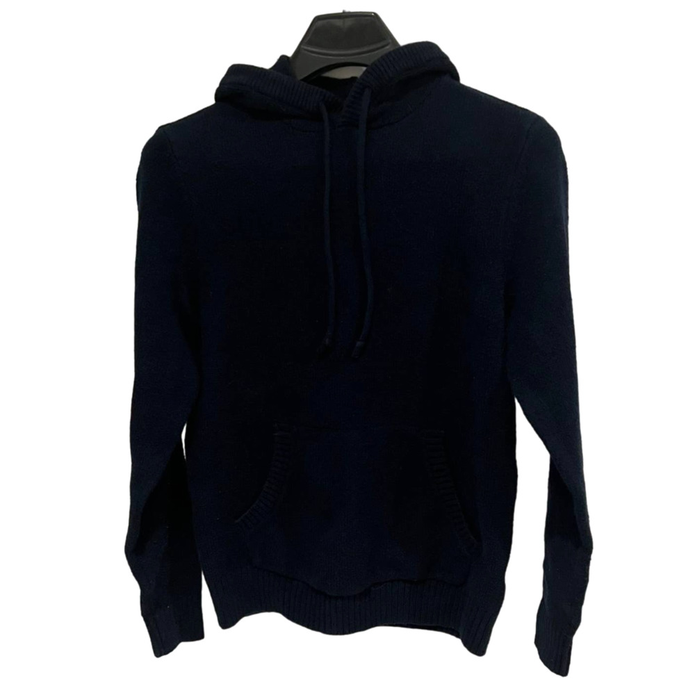 Gap Mens Small Hooded Navy Blue Cotton Sweater Knit‎ Kangaroo pocket